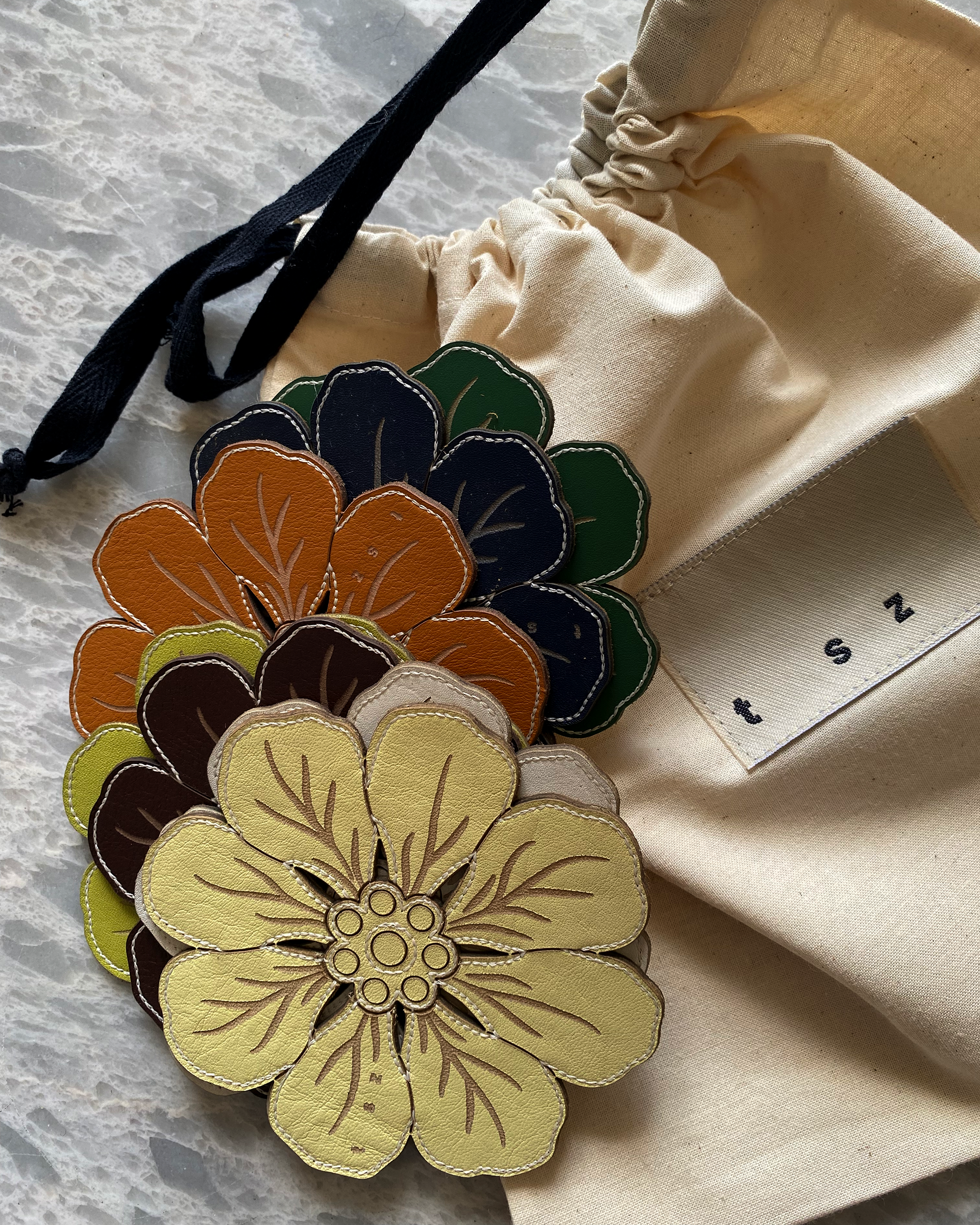 mini flor coasters - 7 different colours