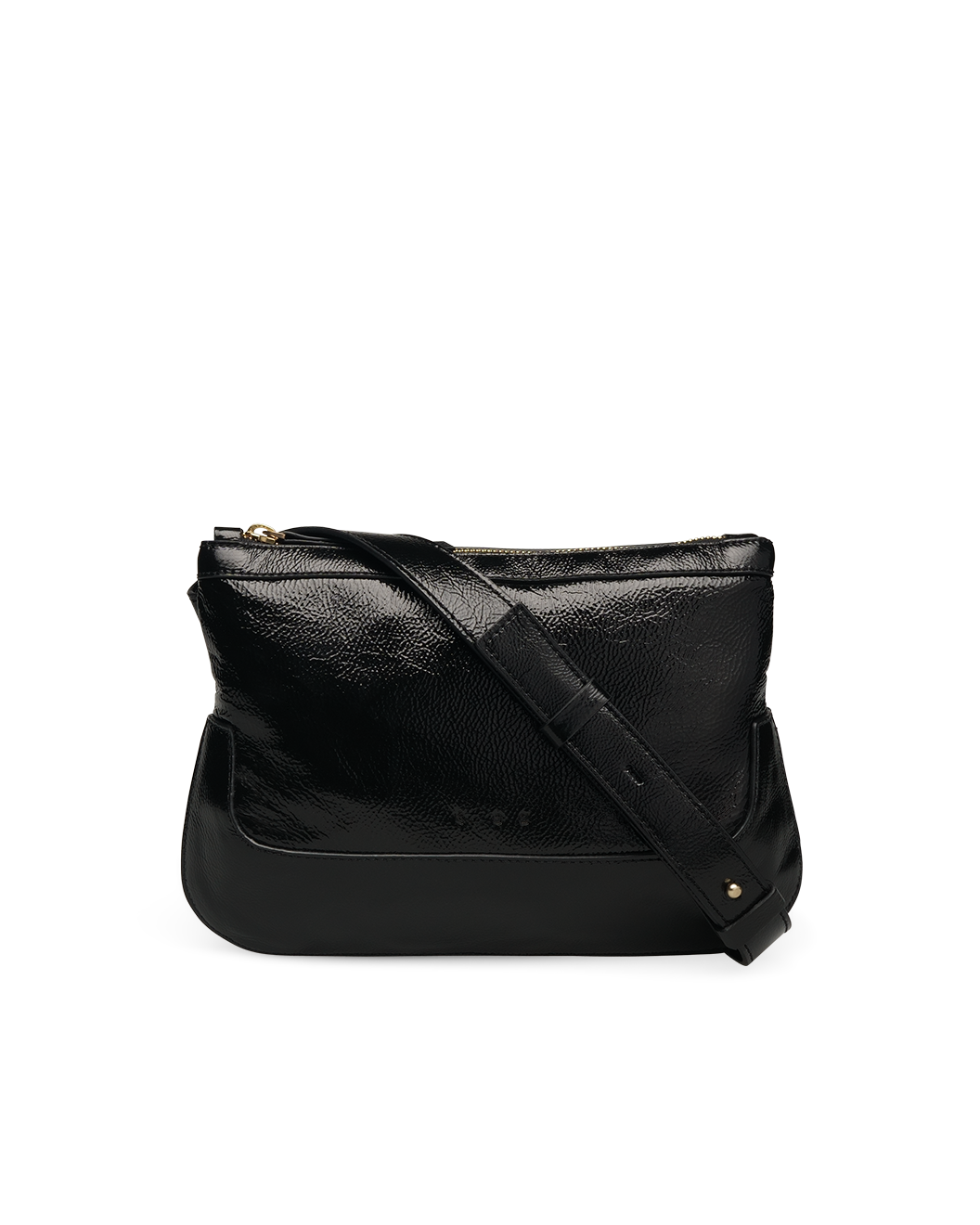 the festival glossy black crossbody bag