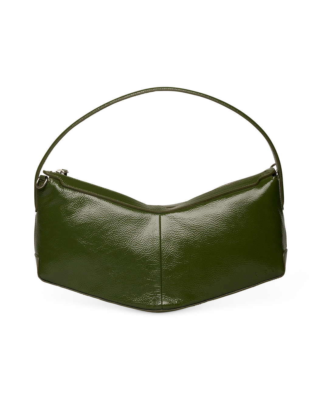 the V baguette glossy avocado shoulder bag