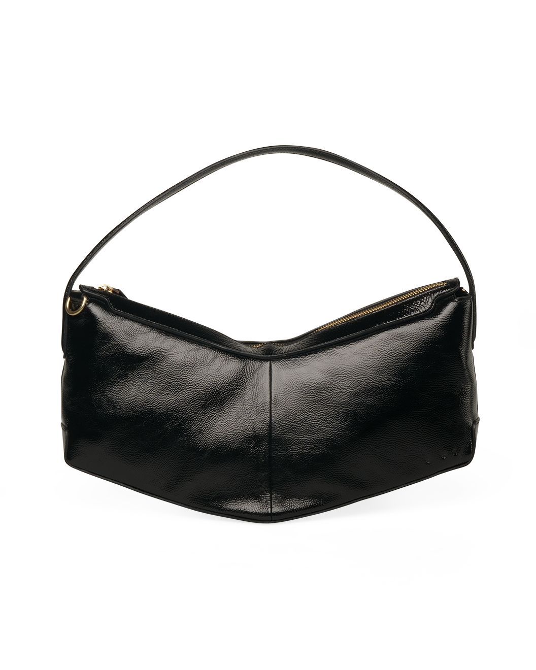 the V baguette glossy black shoulder bag