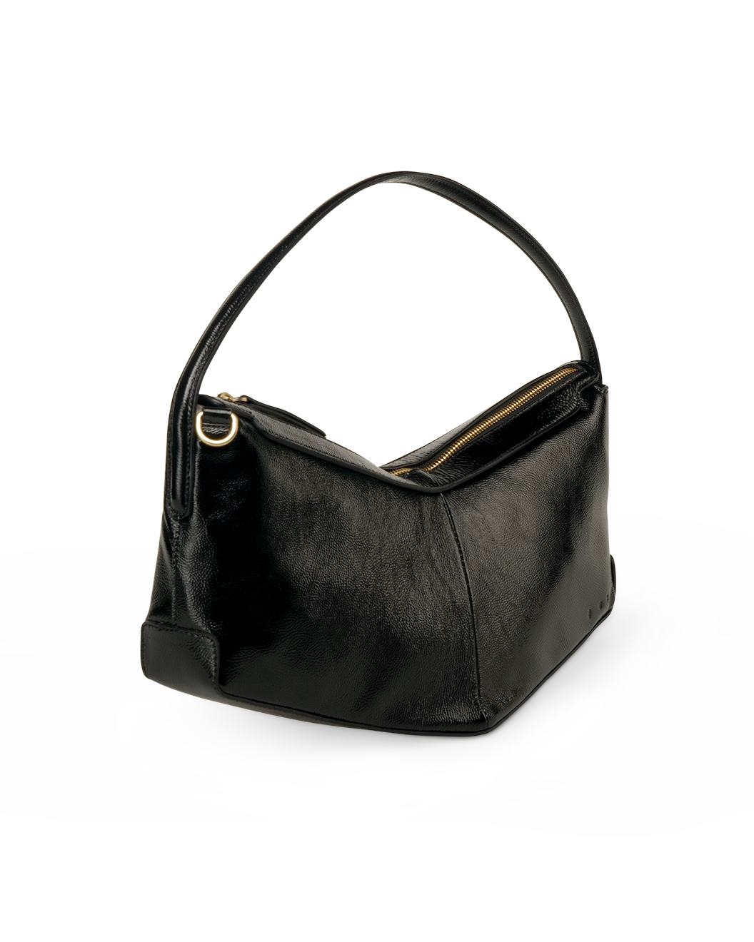 the V baguette glossy black shoulder bag