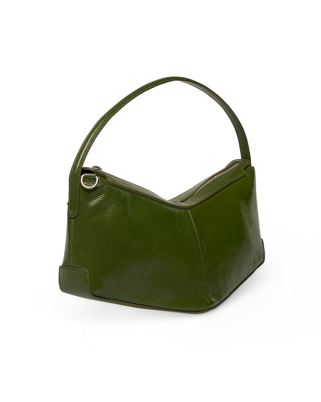 the V baguette glossy avocado shoulder bag