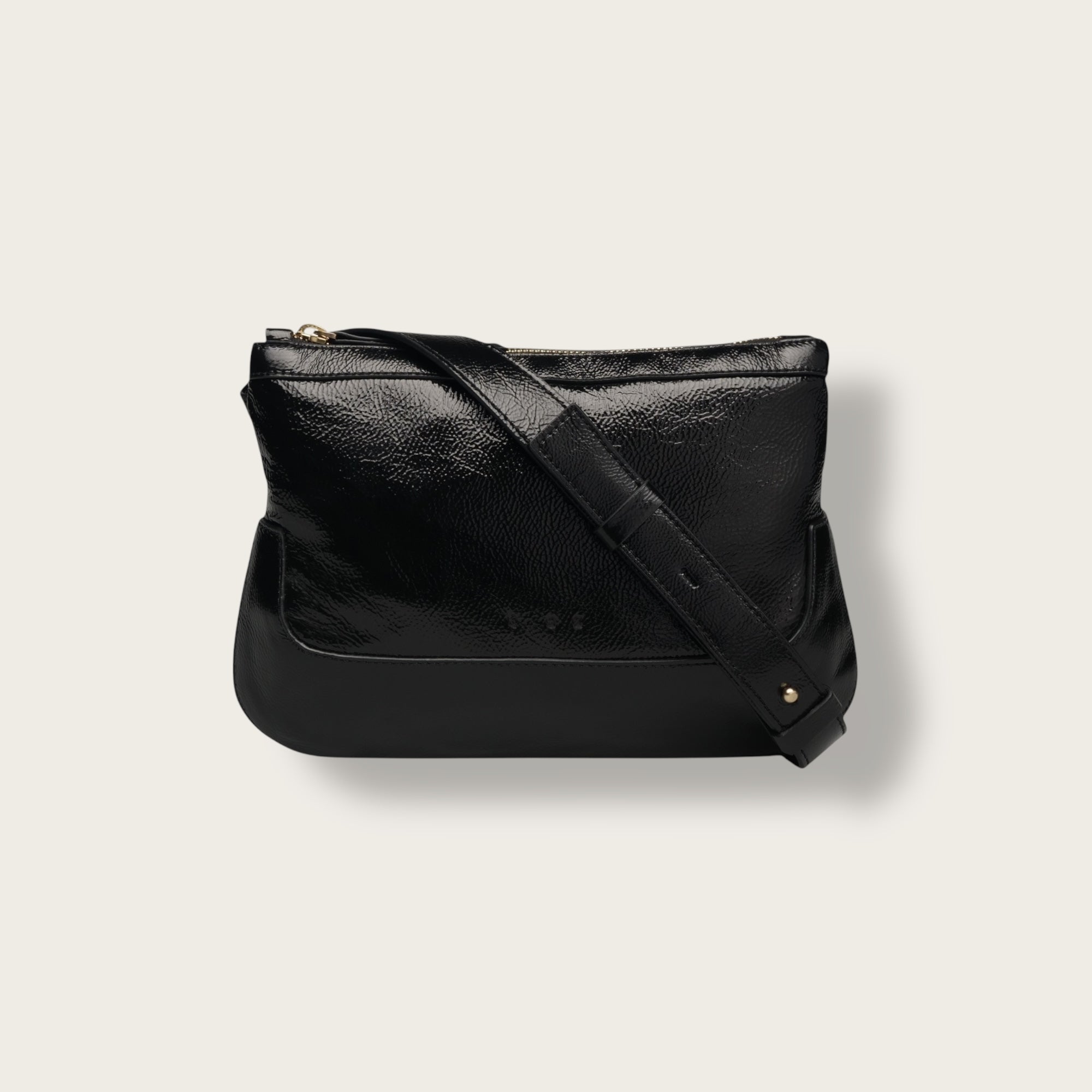 the festival glossy black crossbody bag