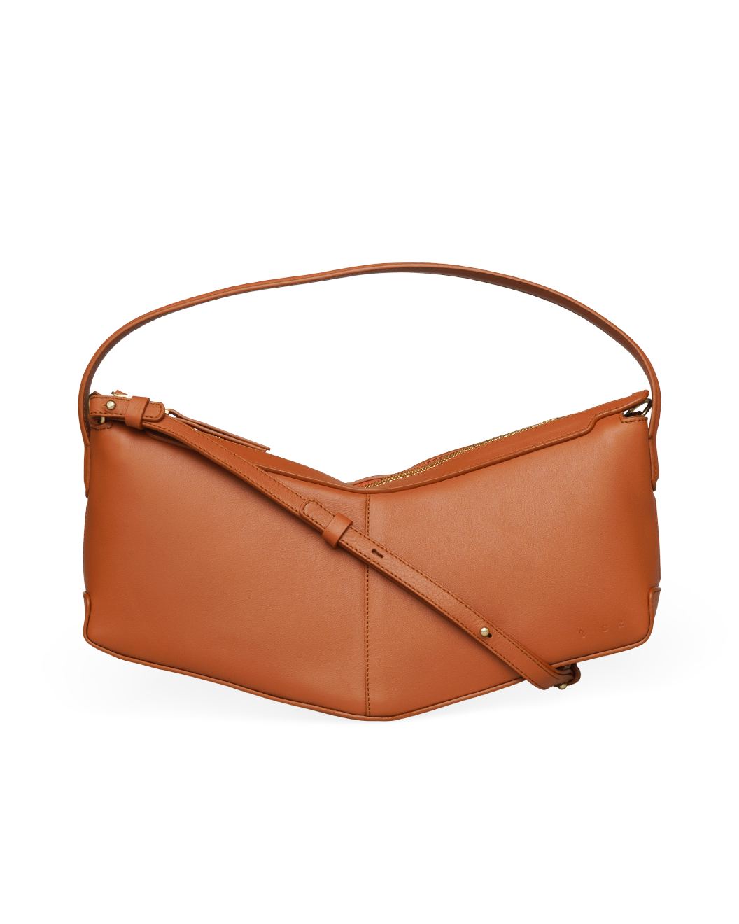 V Logo Leather Baguette Shoulder Bag