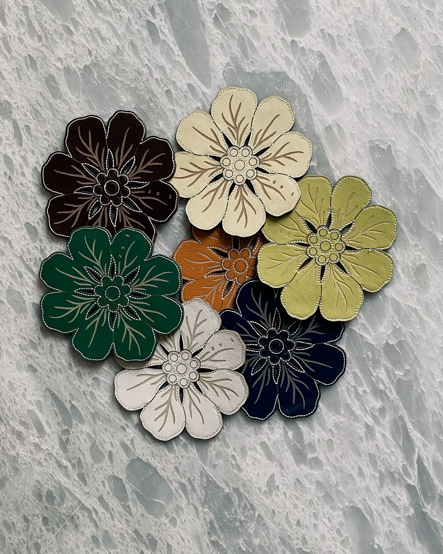mini flor coasters - 7 different colours